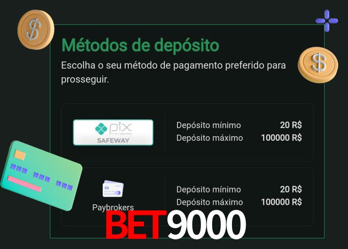 O cassino bet9000 oferece uma grande variedade de métodos de pagamento